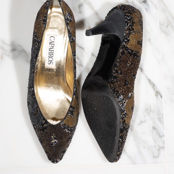 Vintage Caparros Hand-beaded Sparkle Heels - Picture 5 of 8